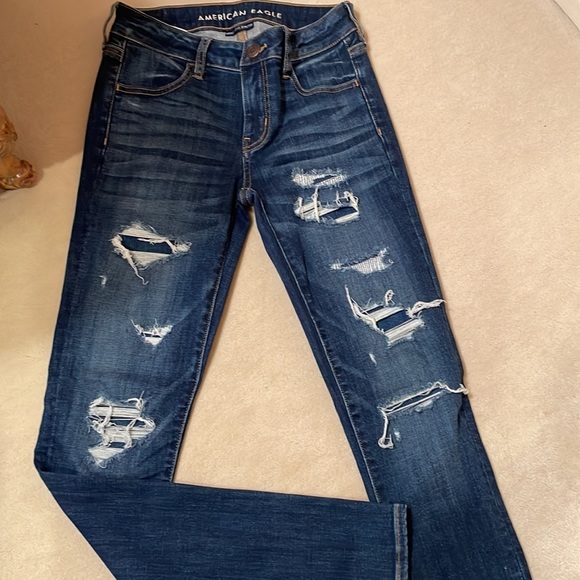 price drop American Eagle jean faux ripped jegging size 4long - Picture 2 of 10